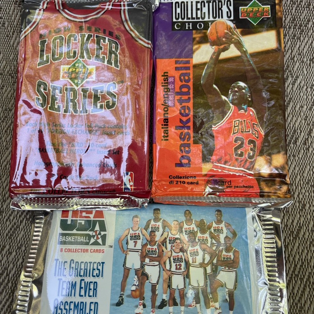 Three Vintage Sealed Unopened Packs Basketball